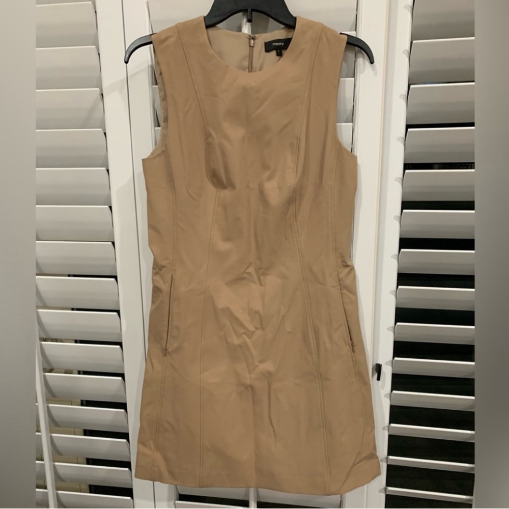 Theory "Poplin Shift" Dress Tan